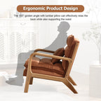 INZOY Accent Chairs Set of 2, Mid Century Modern Accent Chair with Wood Frame, Upholstered Reading Armchair with Waist Cushion, Side Chair for Living Room Bedroom Office, Easy Assembly, Brown