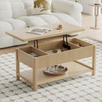 Lift Top Coffee Table with Storage for Living Room, 2-in-1 Modern Center Table & Desk with Hidden Storage Compartment & Open Shelf, Space Saving for Small Space & Apartment (Oak)