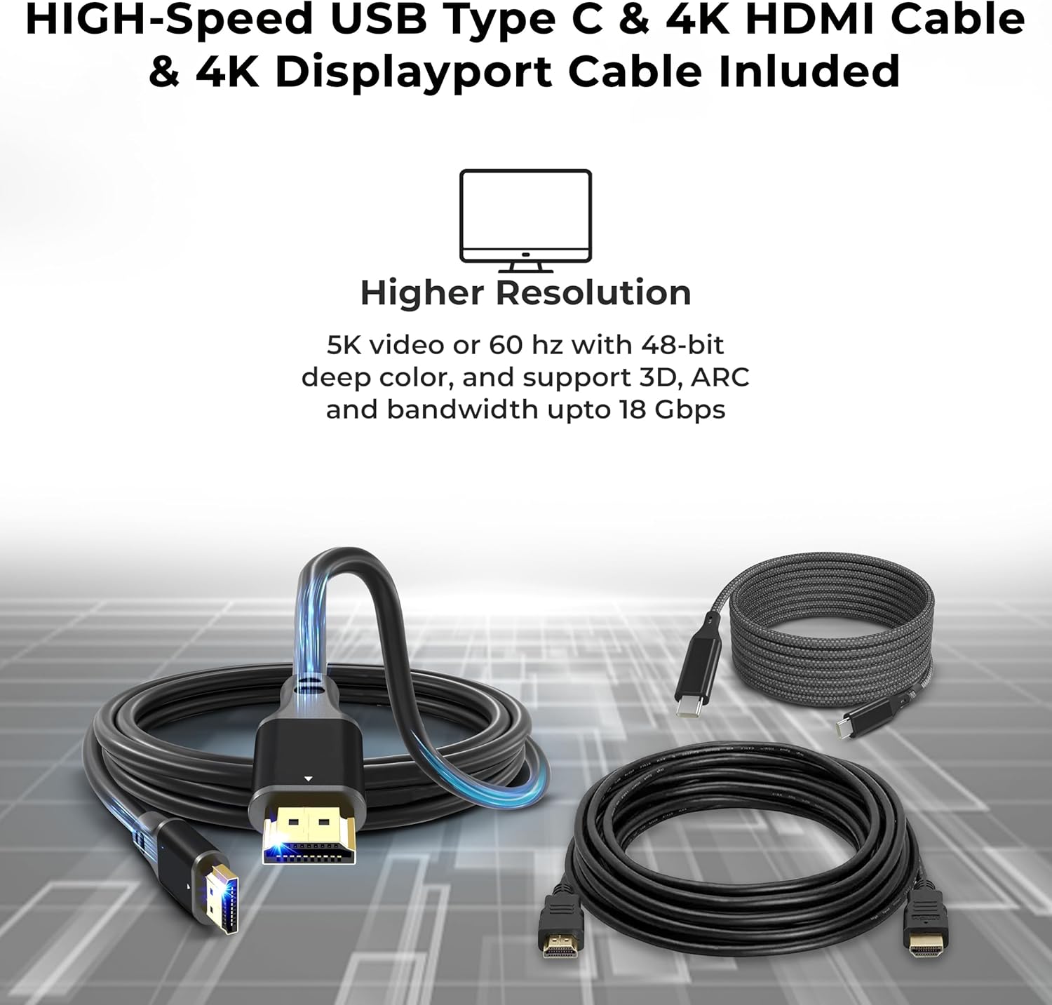 UD22 Dell Docking Station Dual Monitor Bundle - USB-C/USB-A Universal Dell Dock for Laptops Comes with 130W Adapter + Anyhdd HDMI  DisplayPort  USB-C Cables & Cloth - Supports Dual/Triple/4 Monitors