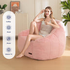 MAXYOYO Bean Bag Chair, Comfy Bean Bag Sofa with Back Support, Faux Fur Bean Bag Chair for Adults and Kids, Stuffed Floor Sofa for Living Room, Bedroom, Apartment, Pink