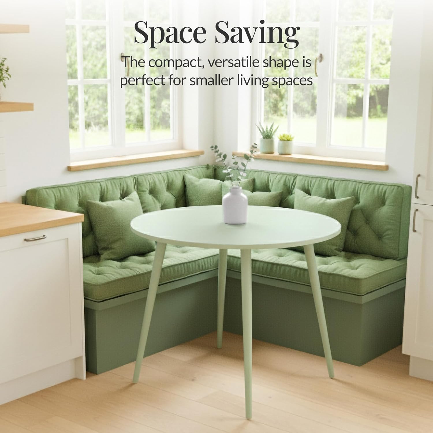 Best Choice Products Round 35.5in Dining Table for 4 w/Sturdy Wood Finish Steel Legs, Mid Century Modern, Space-Saving, Small Space Circle Dinette for Home, Kitchen, Apartment - Sage Green