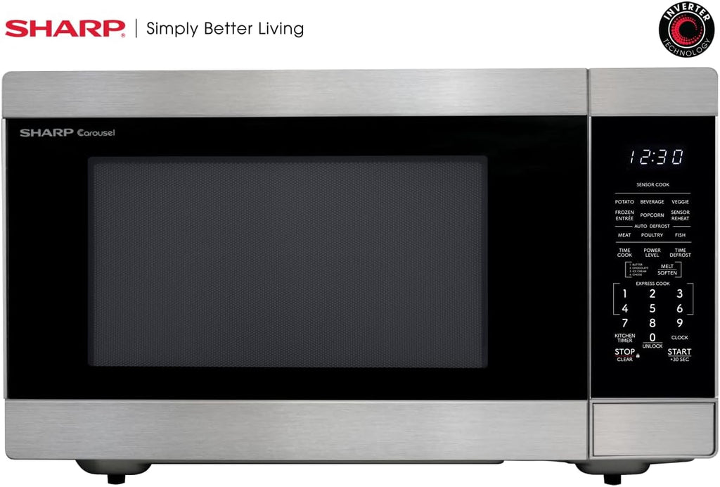 SHARP Countertop Microwave Oven with Removable 16.5" Carousel Turntable, 1200 Watt, 2.2 Cubic Feet, Stainless Steel