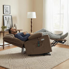 MCombo Large Dual Motor Power Lift Recliner Chair for Elderly, Massage and Heat, Lay Flat, Zero Gravity, Home Button, USB Port, Fabric 7680 (Large, Brown)