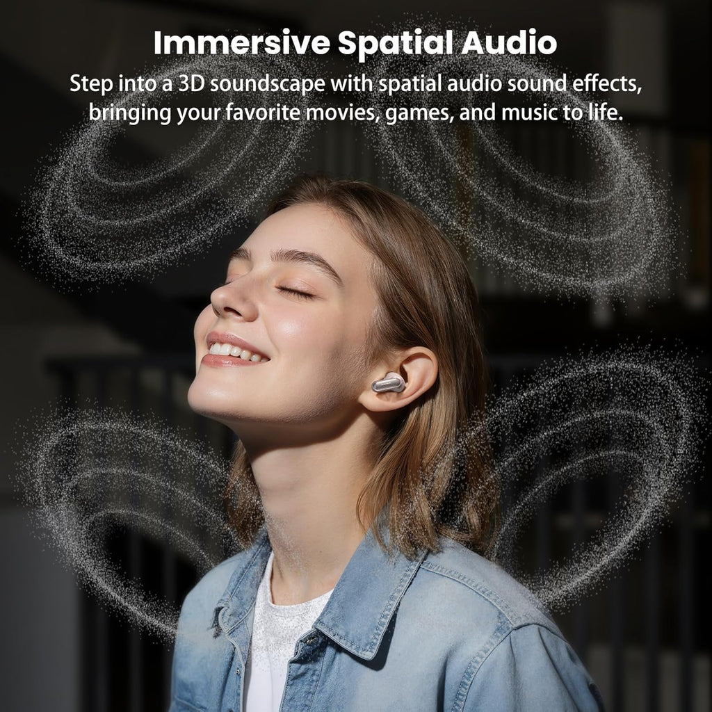 TOZO NC20 Active Noise Cancelling Wireless Earbuds, LDAC Hi-Res Sound Bluetooth Headphones, 6 Mics AI Call Ear Buds 80H Playtime, Dual Pairing, 32 EQ via App, IPX8 Waterproof, Wireless Charging Case