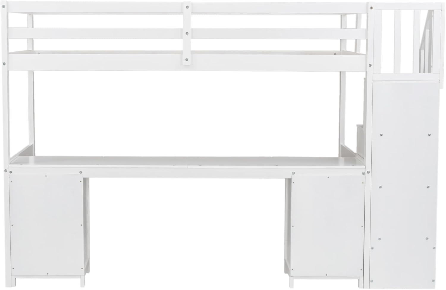 Harper & Bright Designs Low Loft Bed Twin Size with Desk, Twin Loft Bed with Drawers & Stairs & Guardrails for Kids Bedroom Guest Room, Under-Bed Space, No Box Spring Required, Space Saving, White