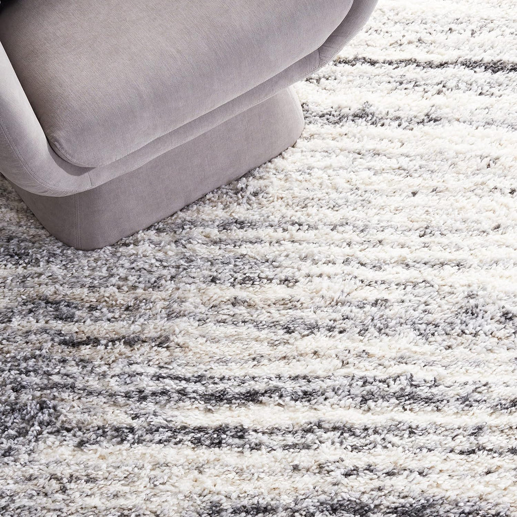 SAFAVIEH Fontana Shag Collection Area Rug - 9' x 12', Ivory & Grey, Modern Design, Non-Shedding & Easy Care, 2-inch Thick Ideal for High Traffic Areas in Living Room, Bedroom (FNT850A)
