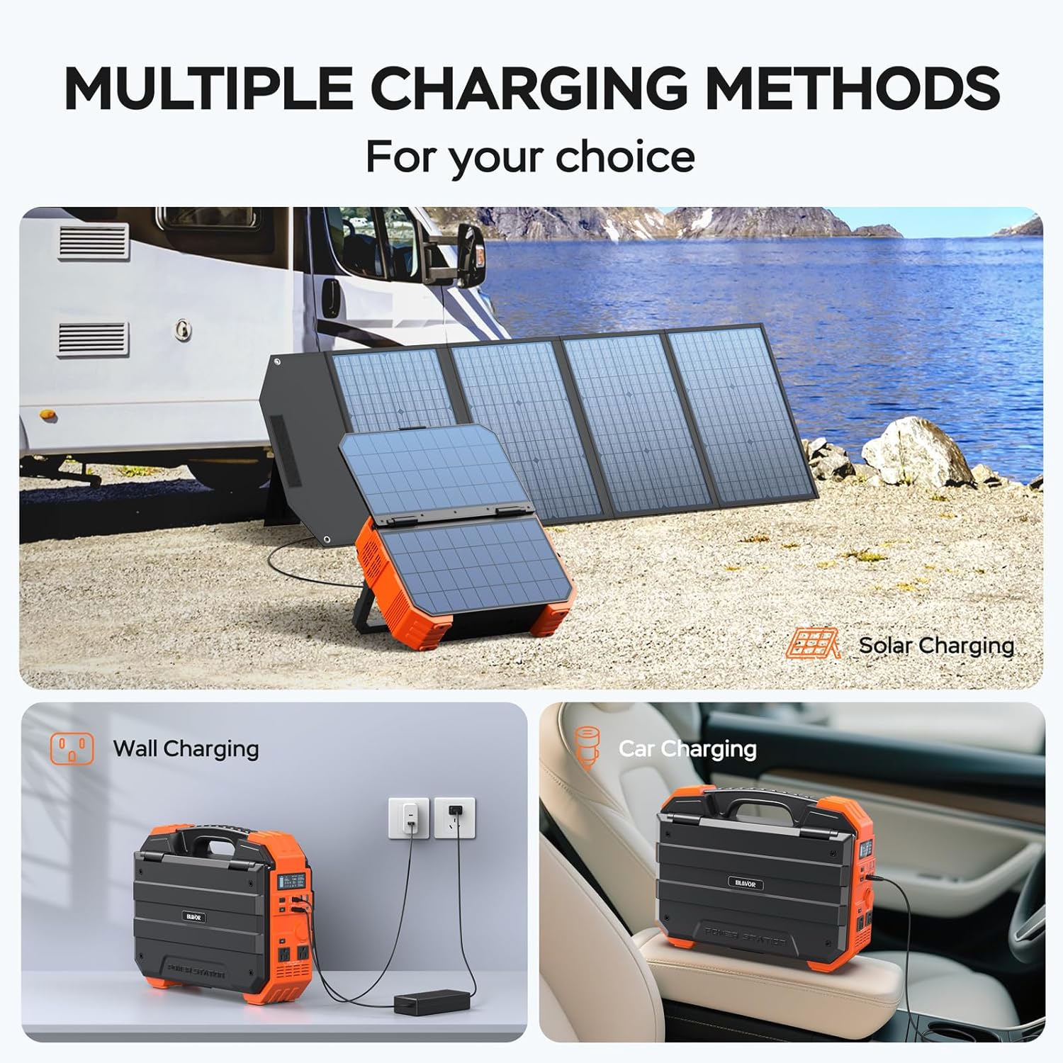 BLAVOR Portable Power Station 1600W (Peak 3200W)  Built-in Solar Panel  1024Wh LiFePO4 Battery  100W USB-C Fast Charge  Solar Generator for Home Backup  Camping  Power Outages & RV