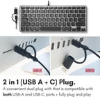 Macally Wired Keyboard for Mac with USB Hub (2X USBC / 1x USBA) - Compatible Small Apple Keyboard with 2 in 1 USB Plug - for MacBook Pro/Air, Mac mini, iMac