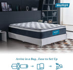 Queen Mattress, 12 Inches Pillow Top Hybrid Queen Mattress in a Bag, Memory Foam Pocket Spring Bed for Medium Firm Support