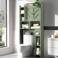 Meilocar Over The Toilet Storage Cabinet, 64.6" Tall Bathroom Organizer Space Saver with Toilet Paper Holder & Adjustable Shelf, Freestanding Wood Cabinet for Small Space, Green