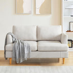 Loveseat Sofa 56", Couches for Spaces, Mid Century Love Seat Couches for Living Room, Upholstered 2-Seater Couch for Bedroom, Waiting Room, Beige