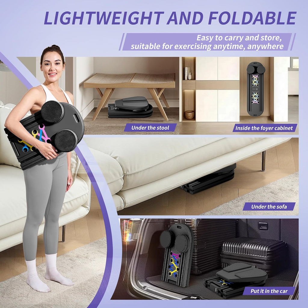 Pilates Board Reformer 15-in-1: Split & Foldable Design, Portable Home Gym with Digital Display, Resistance Bands, Balance Board for Women's Full Body & Core Training