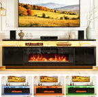oneinmil 80" Fireplace TV Stand with Dual LED Lights, Fits Most TVs Up to 90", Electric Fireplace Entertainment Center with Storage Cabinets, Media Console for Living Room Office, Black