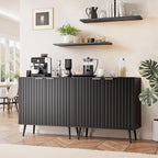 Vrullu Modern Storage Cabinet, Black Sideboard and Buffet Storage, Wood Accent Cabinet for Living Room, Hallway, Entryway, Dining Room (1, Black+Gold)