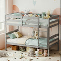 KOMFOTT Bunk Bed Twin Over Twin, Bed Frame w/Full-Length Guardrail & Integrated Ladder, Wood Bunk Bed for Small Space, Converts to 2 Individual Beds for Kids & Adults, No Box Spring Needed