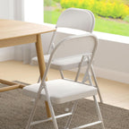 Nazhura 4 Pack Folding Chairs with Padded Cushion and Back, Khaki Metal Chairs with Comfortable Cushion and Durable Steel Frame for Home and Office, for Indoor and Outdoor Events (White, 4 Pack)