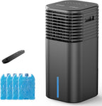 24" Windowless Portable Air Conditioner, 15H Timer & 120°Oscillation, 3-IN-1 Portable AC Unit with Remote, 2-Gal Tank, 3 Modes & 3 Speeds, Ultra-Quiet Ventless Swamp Cooler for Home Office, Black