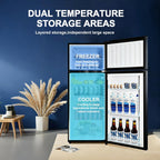 8.5 cu.ft Dual-Door Apartment Refrigerator with Freezer and Adjustable Thermostat - Slide-Out Glass Shelves for Dorms, Offices, RVs, and Homes