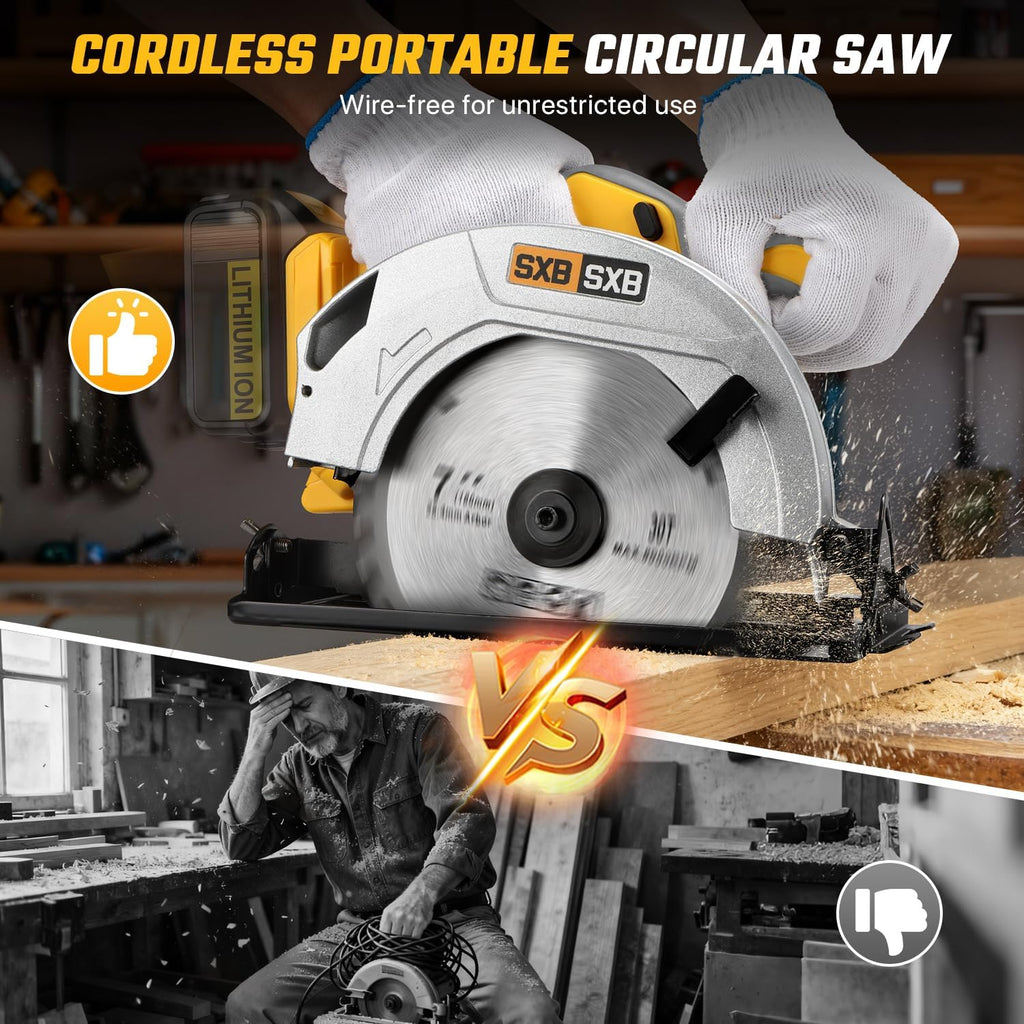 Circular Saw for De-Walt 20V Max Battery, 7-Inch Brushless Cordless Circular Saw, 8000 RPM, 0-45° Bevel, Power Tool for Wood PVC Cutting (Battery Not Included)