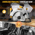 Circular Saw for De-Walt 20V Max Battery, 7-Inch Brushless Cordless Circular Saw, 8000 RPM, 0-45° Bevel, Power Tool for Wood PVC Cutting (Battery Not Included)