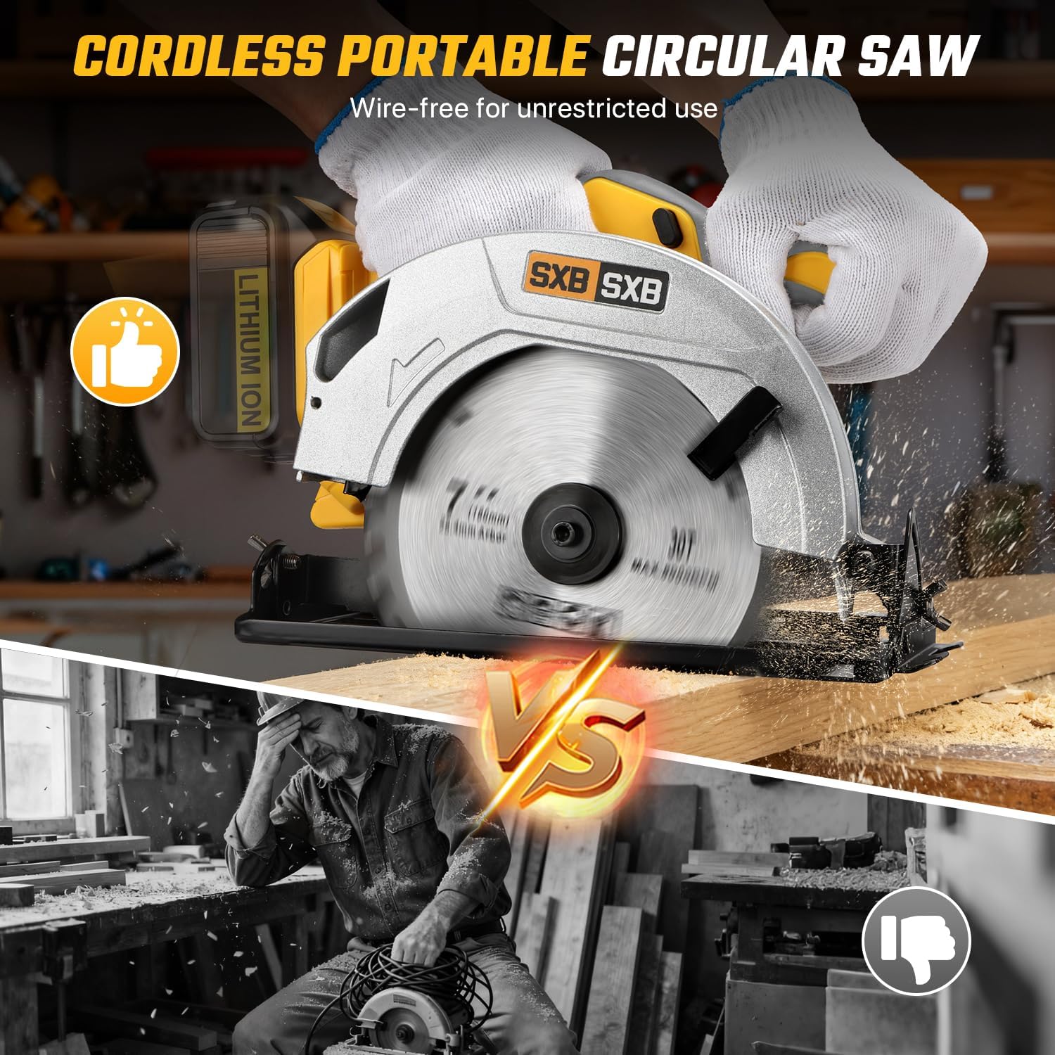 Circular Saw for De-Walt 20V Max Battery, 7-Inch Brushless Cordless Circular Saw, 8000 RPM, 0-45° Bevel, Power Tool for Wood PVC Cutting (Battery Not Included)