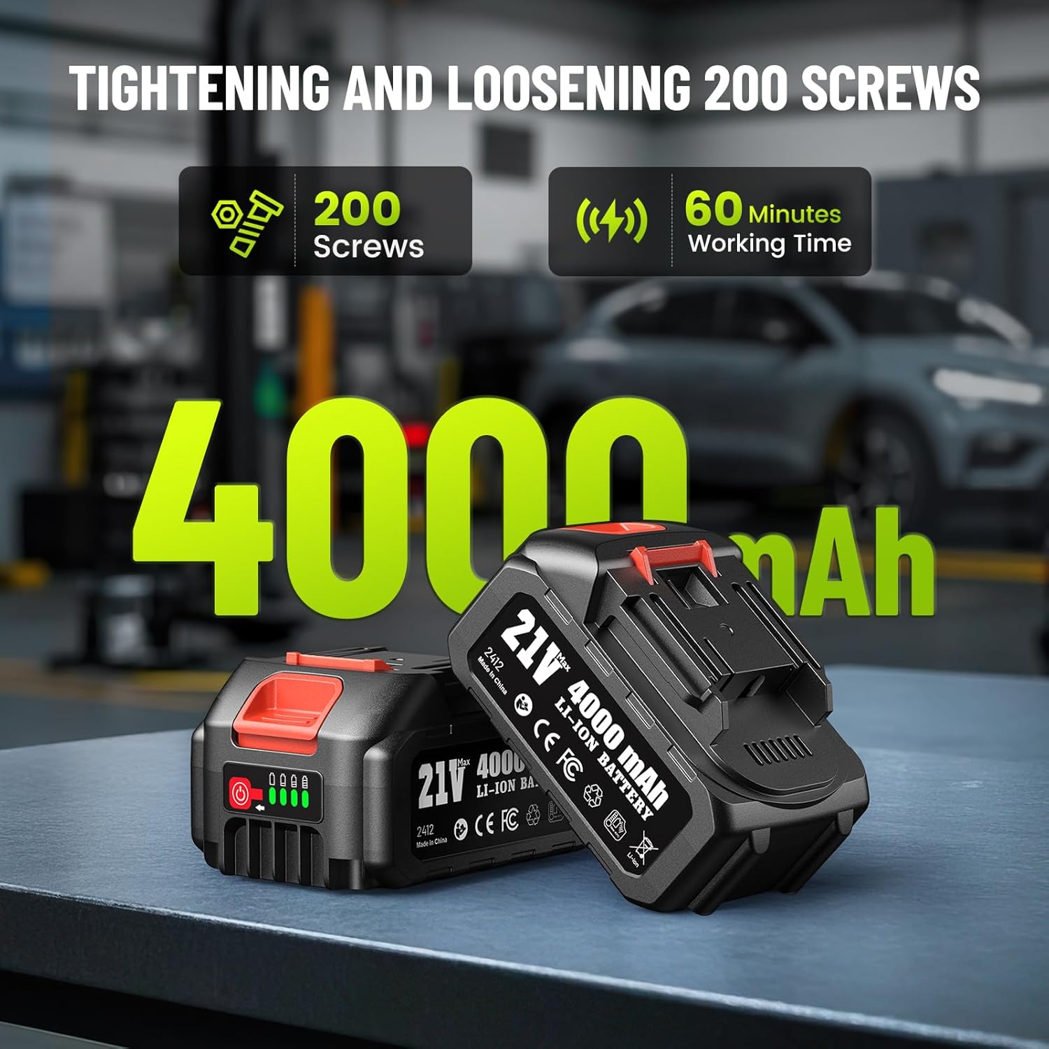Robustrue Cordless Impact Wrench, 885Ft-lbs (1200N.m) 1/2" Brushless Impact Gun, 21V High Torque Power Impact Driver, 2x4.0Ah Batteries Electric Impact Motor Variable Speeds for Car/Truck RV/Mower