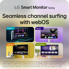 LG Smart Monitor Swing 32U889SA-W 32-Inch 4K UHD (3840x2160) IPS Touchscreen on a Fully Adjustable Wheeled Base HDR10  webOS  Built-in Speaker  HDMI  USB Type-C  Tilt/Height/Swivel/Pivot Stand  White