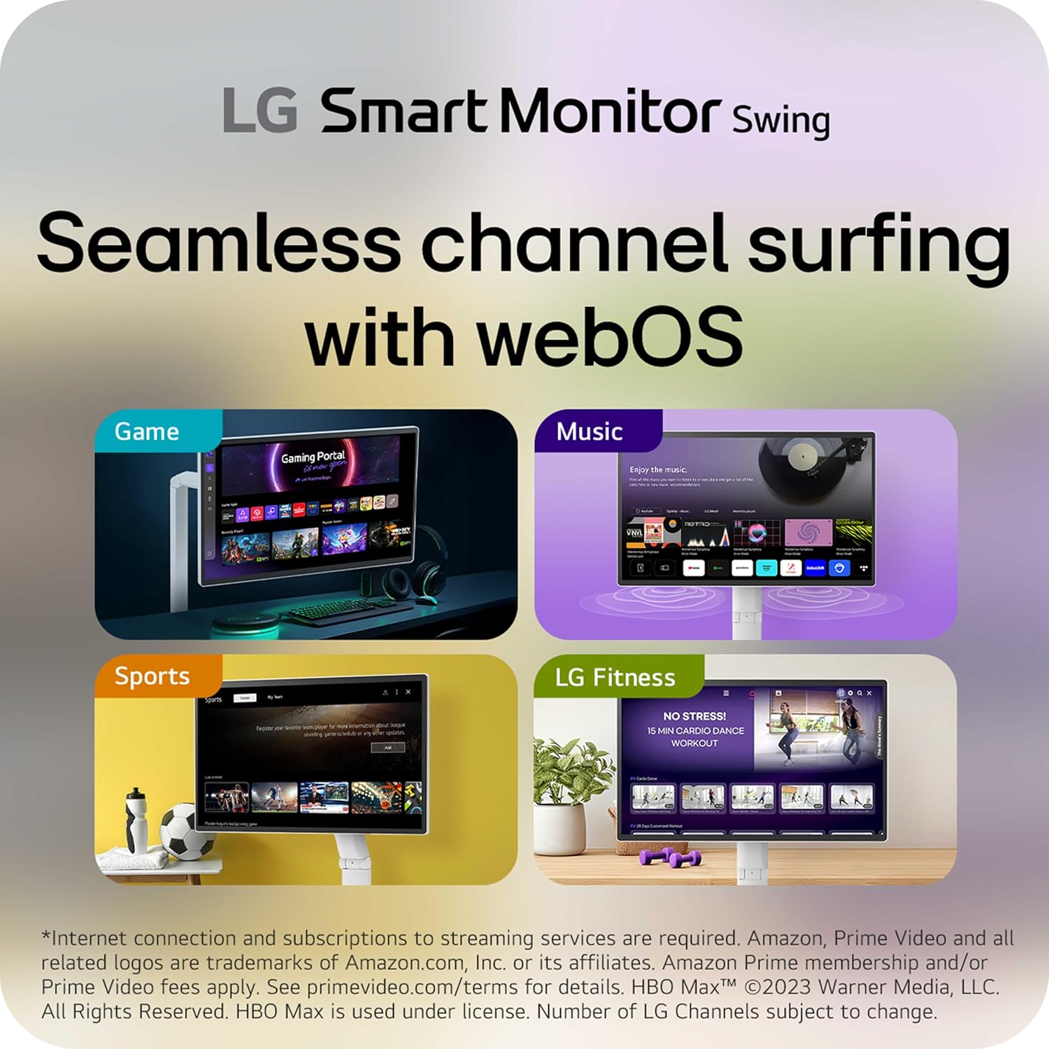 LG Smart Monitor Swing 32U889SA-W 32-Inch 4K UHD (3840x2160) IPS Touchscreen on a Fully Adjustable Wheeled Base HDR10  webOS  Built-in Speaker  HDMI  USB Type-C  Tilt/Height/Swivel/Pivot Stand  White