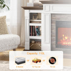 Naice 72" Electric Fireplace with Mantel and Cabinets, Fireplace TV Stand for Living Room Bedroom, Stacked Stone Surround and Remote Control 3D Realistic Flame