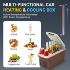ICEROVER 12V Car Refrigerator Cooler/Warmer 6 Quart (6L) 40℉~140℉,12 Volt DC &110V AC, Electric Car Fridge Portable Compact Camping Cooler,Thermoelectric 12V Small Fridge for Car,RV,Camping (Brown)