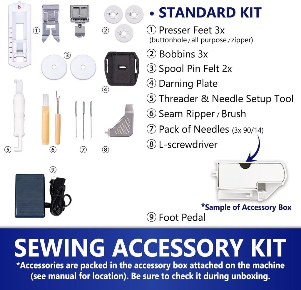 MILLEPUNTI MMA20 First Time Sewing Machine for Adults, 13 Built-in Stitches, Beginner Accessories Kit, Lightweight & Compact, DIY Sewing Projects for Seniors, Adults, New Home, Starters
