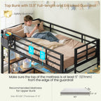 DICTAC Bunk Bed with L-Shaped Desk,5 Storage Drawers and 2 Shelves Metal Twin XL Over Twin Bunk Bed with LED Lights and Charging Station,bunk Beds with Safety Guardrail & Ladder,Space-Saving,Black