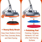 Commercial Floor Scrubber Machine with Brushes and Pads, Heavy Duty Floor Cleaner Polisher and Buffer- Deep Cleaning Tile and Grout, Hardwood Floors and Carpets without Getting on Hands and Knees