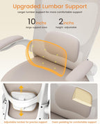 Office Chair, Ergonomic Desk Chair with Adjustable Lumbar Support and Flip up Armrest, Breathable Mesh Computer Chair for Home Office, Khaki