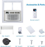8000 BTU Smart WiFi Window Air Conditioner, Cools Up to 350 Sq. ft., Energy Saving AC Unit with Remote Control, App & Voice Control, 24H Timer, Quiet Operation for Living Room, Office