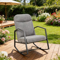 Kinfant Mid Century Modern Rocking Chair, Corduroy Upholstered Accent Chair with Metal Frame, High Back Nursery Glider Rocker, Comfy Reading Lounge Chair for Living Room Bedroom Small Space (Grey)