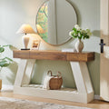 OKD 60" Farmhouse Entryway Table with Drawer, Console Table Behind Sofa, Narrow Long Entryway for Hallway, Living Room, Hallway, Behind Couch(Antique White)