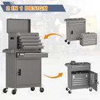 Tool Chest, 5-Drawer Rolling Tool Chest with Detachable Top Tool Box, Tool Box with Wheels, Tool Storage Cabinet for Garage Warehouse Workshop (Gray)