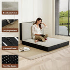 Memory Foam Trifold Mattress, Queen Portable Floor Bed 6 Inch, Foldable Mat with Washable Cover, Handle & Non-Slip Bottom, for RV, Travel, Camping, Yoga, 78"x58"x6", Grey