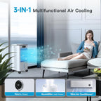 Evaporative Air Cooler, Windowless Portable Air Conditioners Fan w/3 Modes & 3 Speeds, 12H Timer for Smart Auto-off, 2-Gal Tank for 20H Cooling,16FT Remote,No Hose Needed,46db Swamp Cooler