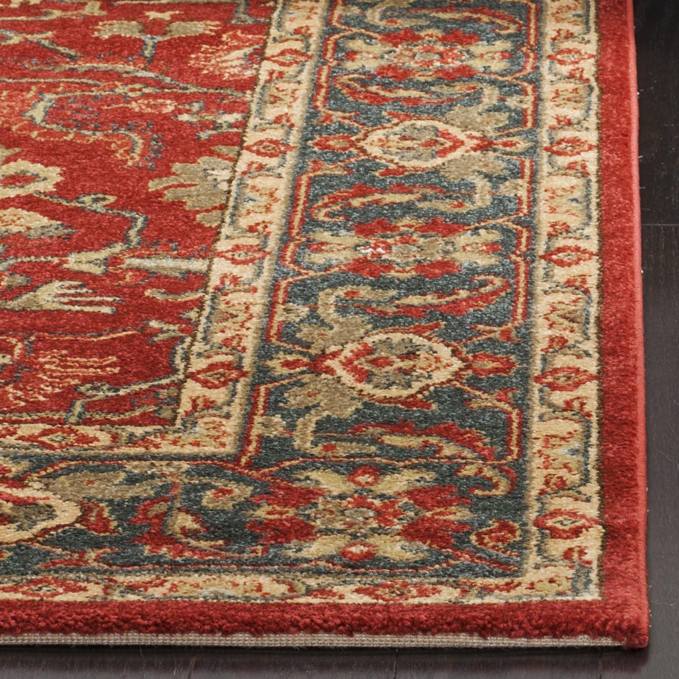 SAFAVIEH Mahal Collection Area Rug - 8' x 10', Red & Navy, Traditional Oriental Design, Non-Shedding & Easy Care, Ideal for High Traffic Areas in Living Room, Bedroom (MAH693F)