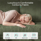 LINSY HOME Pull Out Sleeper Sofa Sectional Couches for Living Room, L Shaped Plush Corduroy Couch with Storage&USB Charging, Convertible Cloud Sectional Sofa Bed for Apartment, Green