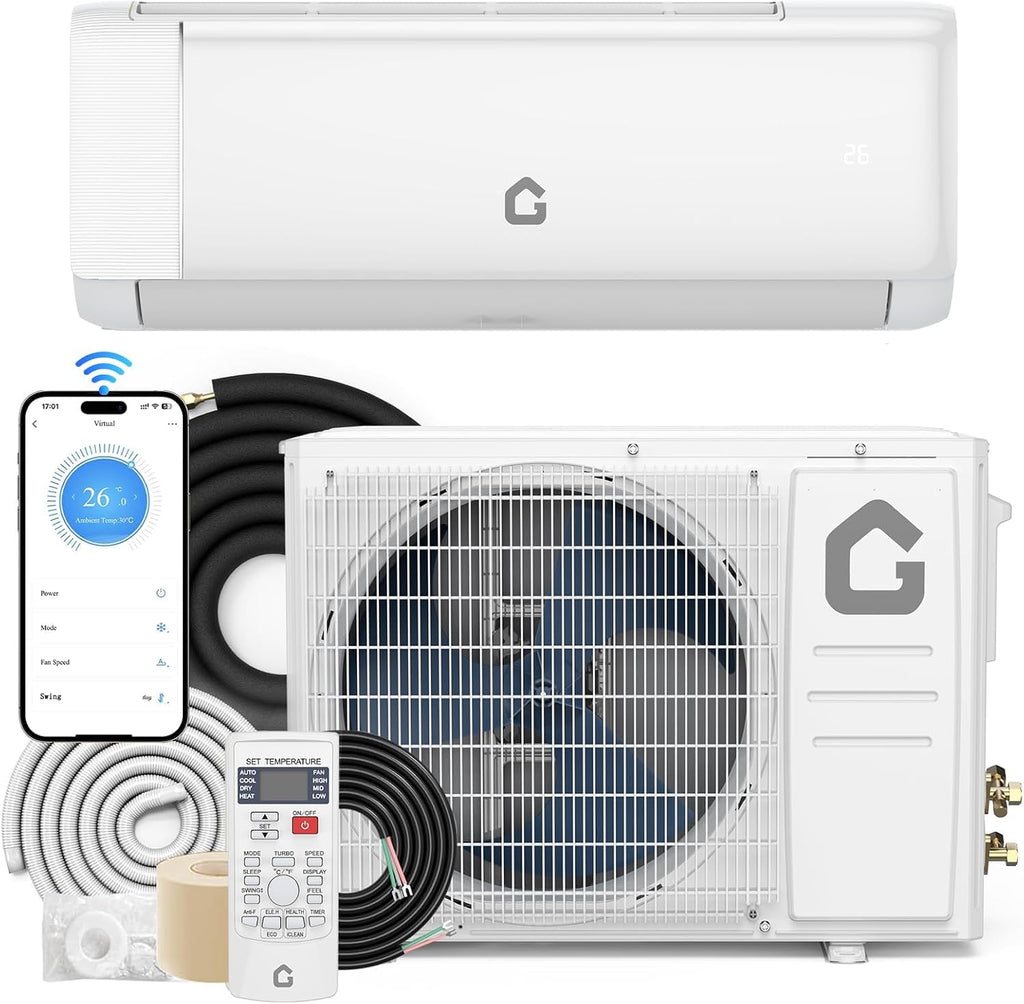 Mini Split Air Conditioner 9000 BTU with 18.5 SEER2 Efficiency, Smart Split Unit AC Cooling/Heating Up to 450 Sq.Ft, Inverter Tech Ductless Air Conditioner with WiFi & Remote Control