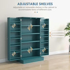 HOMCOM 41" Kitchen Pantry Storage Cabinet, Freestanding Kitchen Cabinet with 12 Door Shelves, Double Doors, 5-Tier Shelving and Adjustable Shelves, Blue