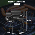 FDW Charcoal Grills 43-inch Outdoor Grill,Multiple People BBQ Grill with Double Grill Mesh Design,Smoker Grill for Camping,Outdoor Backyard,Patio and Parties,Black