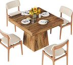 LITTLE TREE 31.5" Small Dining Table for 4, Farmhouse Kitchen Table with Walnut Finish, Square Compact Dinner Table for Home Dining Room, Apartments, Office, Living Room & Restaurants, Walnut