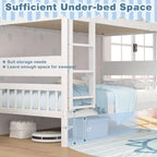 Giantex Wood Bunk Bed Twin Over Twin, Solid Wood Bunk Bed Frame with Ladder & Safety Guardrails, Space-Saving Convertible Bunk Beds for Kids Teens Juniors, Can Be Divided Into Two Twin Beds, White