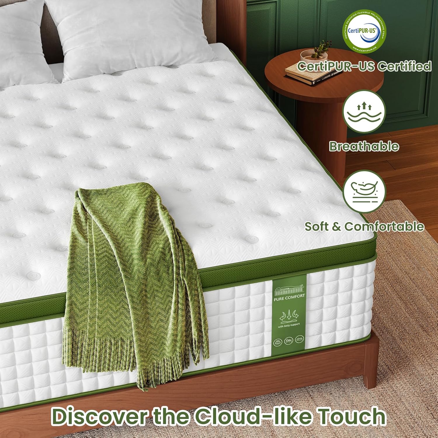 BedStory Extra Firm King Mattress 14 Inch, Hotel Collection Hybrid Mattresses with Zoned Lumbar Support, Extra Back & Hip Support, CertiPUR-US, Fiberglass-Free, 365-Night Trial