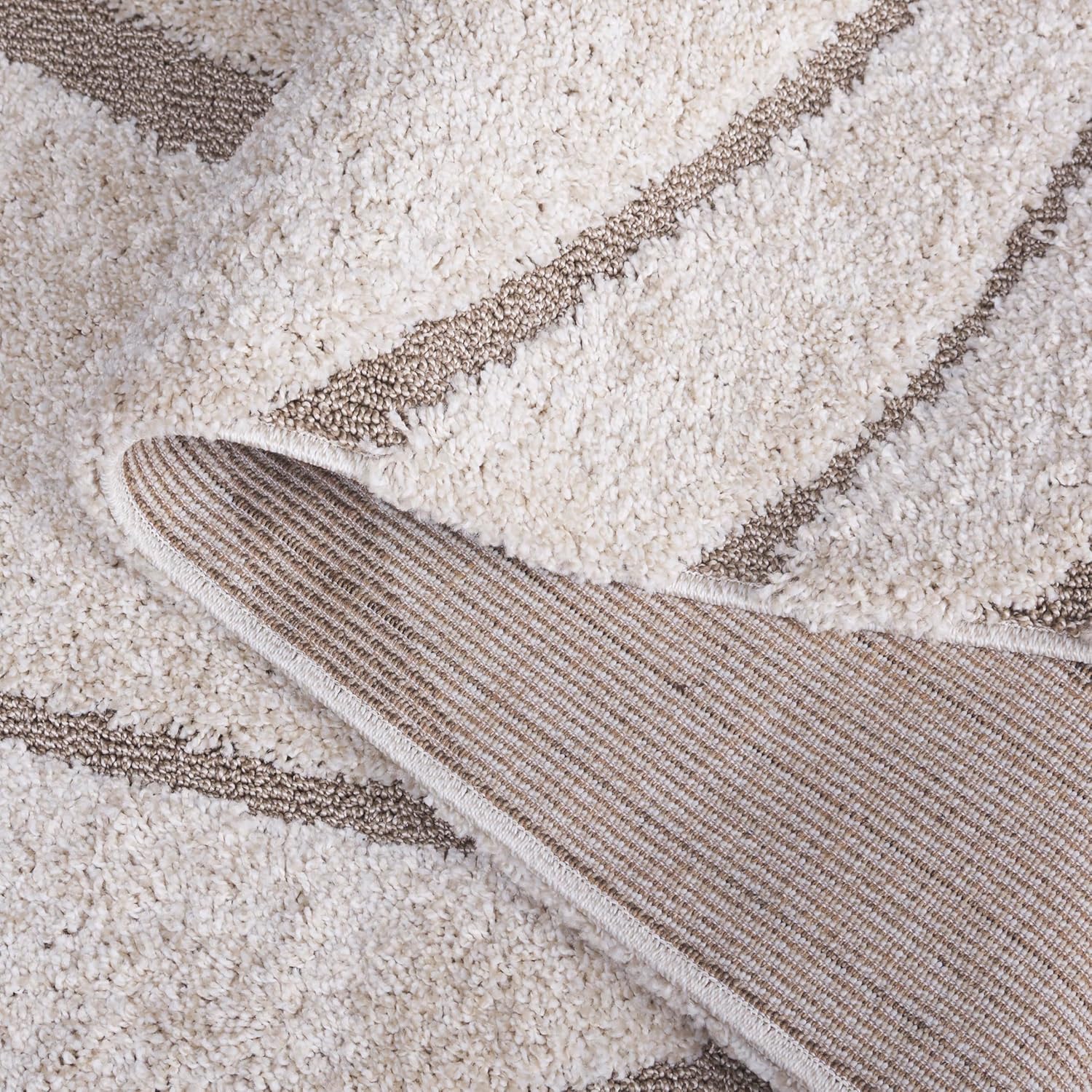 SAFAVIEH Florida Shag Collection Area Rug - 6' x 9', Cream & Beige, Non-Shedding & Easy Care, 1.2-inch Thick Ideal for High Traffic Areas in Living Room, Bedroom (SG471-1113)