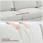 128" Oversized Modular 6 Seater Sofa with Removable Covers and Storage, Convertible U, L-Shaped and Sleeper Sectional, Modern Sectional Couch with Movable Ottoman for Living Room, Apartment, Beige